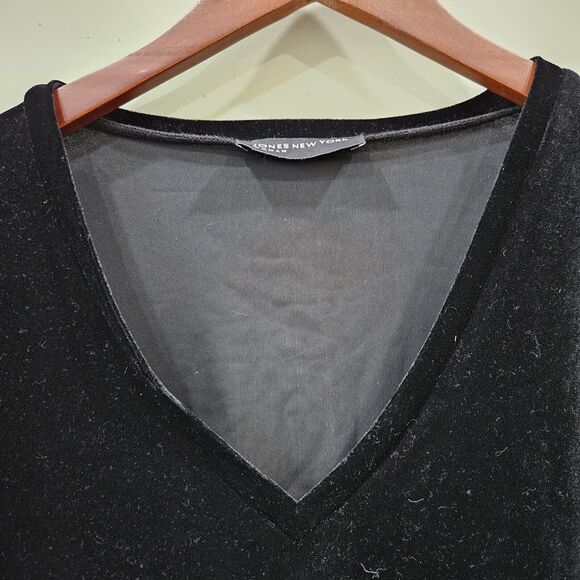 Jones New York Womens Whimsygoth Velvet Top Plus Size Black Office Witchy Grunge - Picture 3 of 10